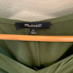 Madewell sleeveless green button down dress XL